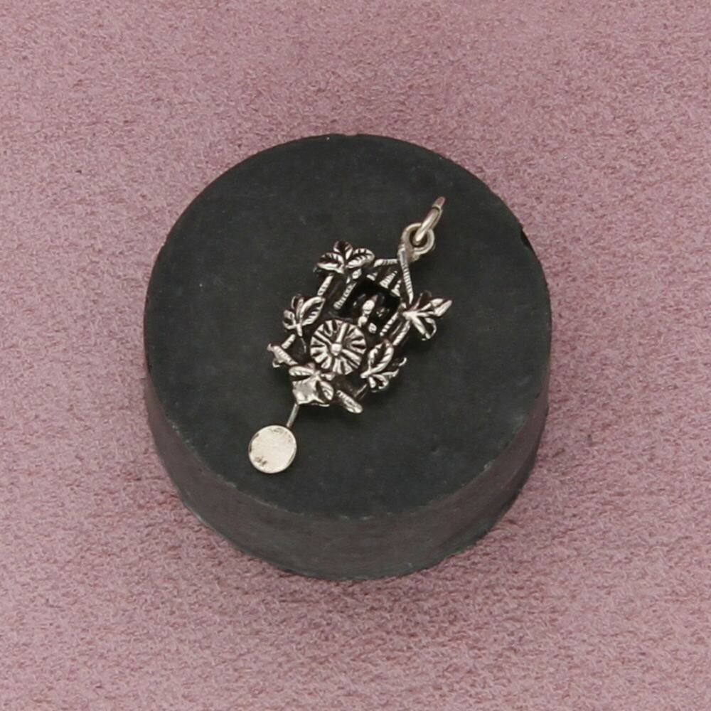 sterling silver vintage germany black forest cuckoo clock (moves) charm pendant
